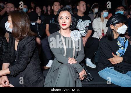 Chinese ballerina, modern dancer, choreographer and actress Jin Xing attends 2020 Shanghai Fashion Week in Shanghai, China, 11 October 2020. Stock Photo