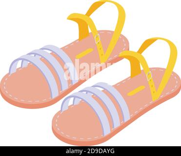 Casual sandals icon. Isometric of casual sandals vector icon for web design isolated on white background Stock Vector