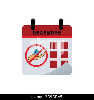 Anti corruption day calendar flat icon with stop corruption icon. Design template vector Stock Vector
