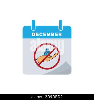 Anti corruption day calendar flat icon with stop corruption icon. Design template vector Stock Vector