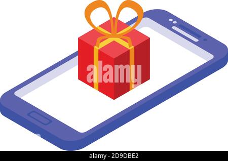 Online dating gift box icon. Isometric of online dating gift box vector icon for web design isolated on white background Stock Vector