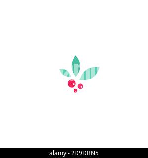 Holly berry flat icon. Christmas symbol vector illustration. holiday ilex sign isolated on white Stock Vector