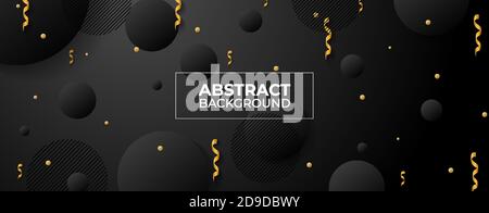 circle 3d looks abstract background with ribbon gold color Stock Vector