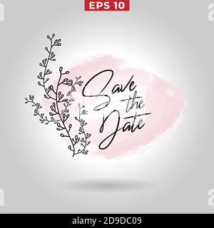 floral the wedding save the date invitation template Stock Vector