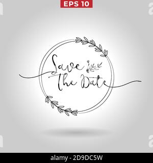 floral botanical element design vector frame for wedding invitation save the date greeting card printing Stock Vector