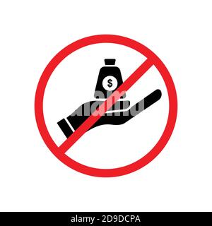 Stop corruption icon. hand icon with money bag. design template vector Stock Vector