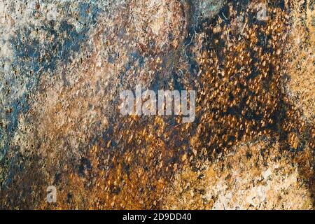 Background Texture Old Paint on Metal. Rusty Dark Blue Iron Wall Stock Photo