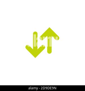 Flip vertical vector icon. Two green opposite arrows isolated on white. Flat icon. Exchange icon. Good for web and software interfaces. Flip flop pict Stock Vector