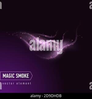 Dark purple background with smoke and stars. Magical smoke for food advertising and package. Stock Vector