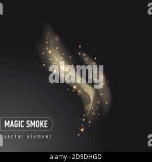 Dark background with smoke and stars. Magical smoke for food advertising and package. Stock Vector