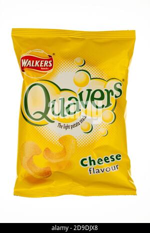 Packet of Quavers cheese flavour crisps, Made by Walkers and first launched 1968 Stock Photo