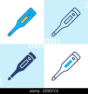 Digital thermometer icon set in line style Stock Vector