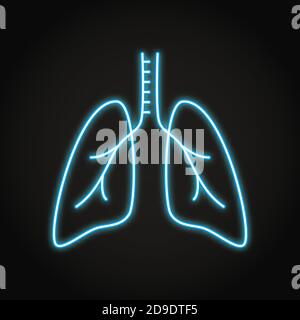 Neon lungs icon in thin line style Stock Vector