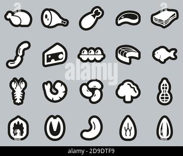 Protein Food Icons Black & White Set Big Stock Vector Image & Art - Alamy