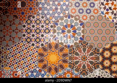 Ceramic tiles texture and background, hexagonal patterns Stock Photo