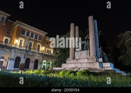 Monument of the fallen  Monumento ai caduti in all the wars on Vittoria square at night Treviso Italy Stock Photo