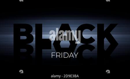 Black Friday sale banner. Vector illustration of black and white simple text over dark background for your design Stock Vector