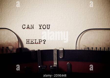 Can you help question phrase written with a typewriter. Stock Photo