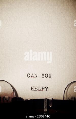 Can you help question phrase written with a typewriter. Stock Photo
