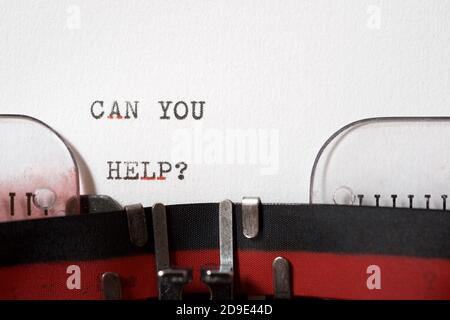 Can you help question phrase written with a typewriter. Stock Photo