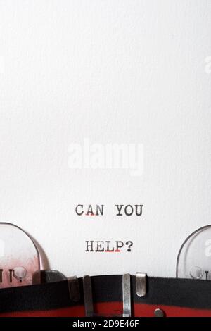 Can you help question phrase written with a typewriter. Stock Photo
