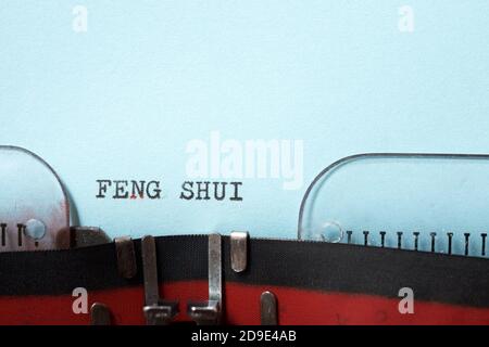 Feng Shui  phrase written with a typewriter. Stock Photo