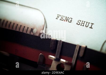 Feng Shui  phrase written with a typewriter. Stock Photo