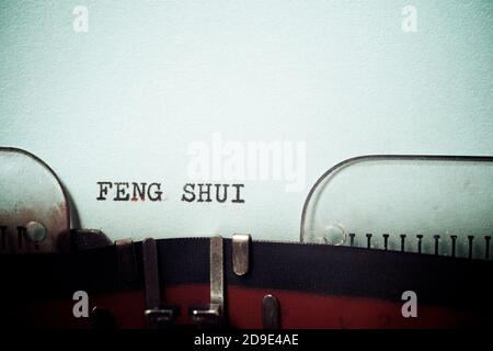 Feng Shui  phrase written with a typewriter. Stock Photo