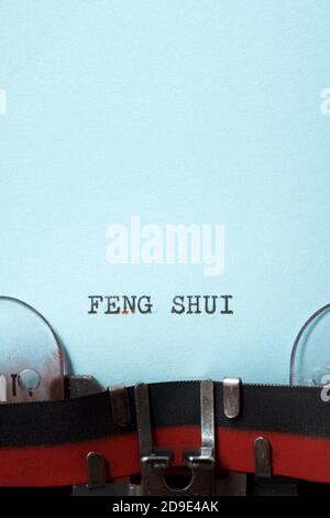 Feng Shui  phrase written with a typewriter. Stock Photo