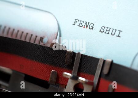 Feng Shui  phrase written with a typewriter. Stock Photo