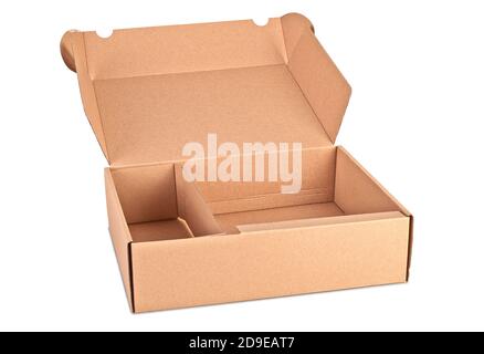 Opened card delivery Box isolated on white Stock Photo