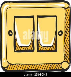 Electrical switch icon in color drawing. On off button light lamp Stock Vector