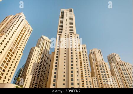 Dubai, United Arab Emirates. July 2nd 2019  Luxury beachside apartments and hotels at Jumeirah Beach, Dubai, UAE.