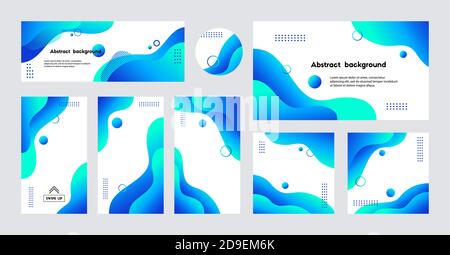 Social media stories, posts, cover, banner, templates. Abstract blue liquid trendy vector backgrounds with copy space Stock Vector