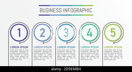 Modern timeline infographic template, 5 options or step. Stock Vector