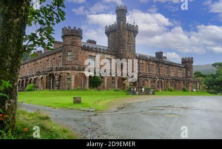 Isle of Rum, Small Isles, Scotland. August, 19, 2019. Kinloch Castle on the Isle of Rum, Small Isles, Inner Hebrides, Scotland. Late Victorian Mansion Stock Photo