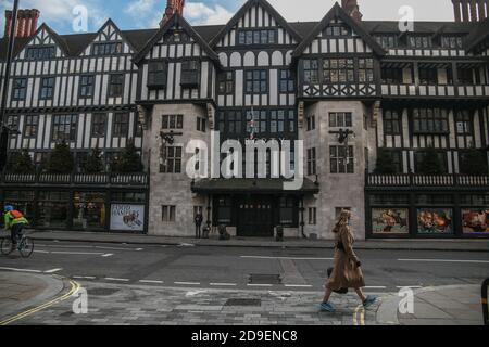 London UK 05 November 2020 On the first day of Lockdown the normally busy mayor streets of London are empty of shoppers. Liberty  at lunch time Paul Quezada-Neiman/Alamy Live News Stock Photo