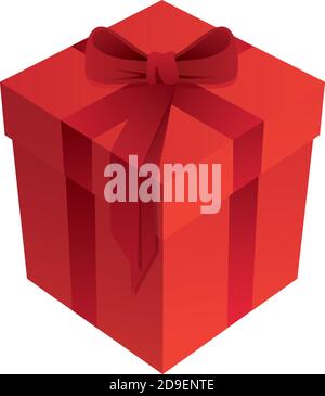 Red Romantic Holiday Gift Box with Bow and Ribbon 3D Isolated Vector Illustration Stock Vector
