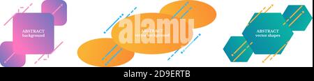 Set of abstract modern geometric shapes with dynamical colored gradient. Template for banner, logo, flyer and presentation. Vector illustration. Stock Vector