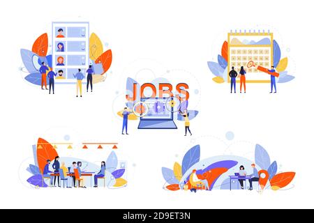 Recruitment, hr management, job interview, business set concept Stock Vector
