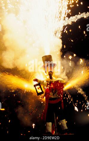 Guy Fawkes effigy November 5th Bonfire night Lewes Sussex England HOMER SYKES Stock Photo