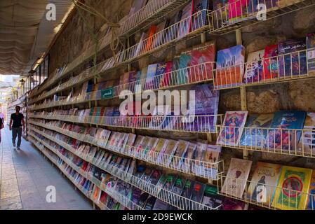 Bookstore along the alley to Abu Segra place  Taken @Cairo, Egypt Stock Photo