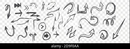 Doodle arrows sketches set Stock Vector