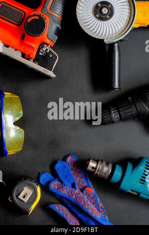 A remonic set of tools. Electrical tools for repair in the house and office Stock Photo