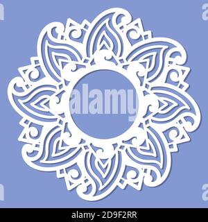 Template for laser cutting. Round frame with rays. For the design of interior elements, decorations, photographs. Vector. Stock Vector