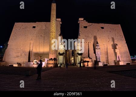 The temple of Luxor is situated on the east bank of the River Nile in the town of Luxor (Thebes). The temple itself was known as 'ipet resyt' ('the so Stock Photo