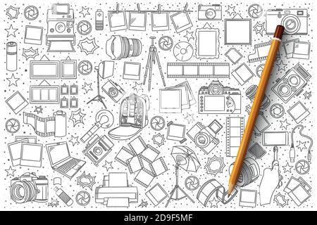 Photo doodle vector set Stock Vector