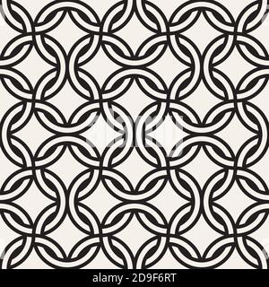 Vector seamless chain pattern. Interweaving thin lines abstract background. Geometric waved trellis design. Stock Vector
