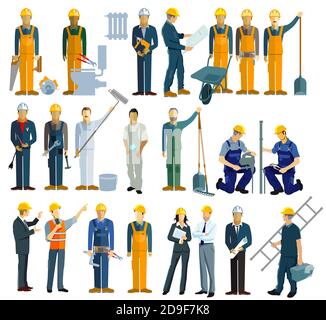 a group of craftsmen, construction workers and technicians, architects Stock Vector