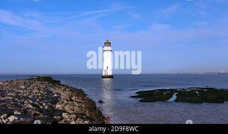 Old Black Rock Lighthouse, in Liverpool Bay. Stock Photo